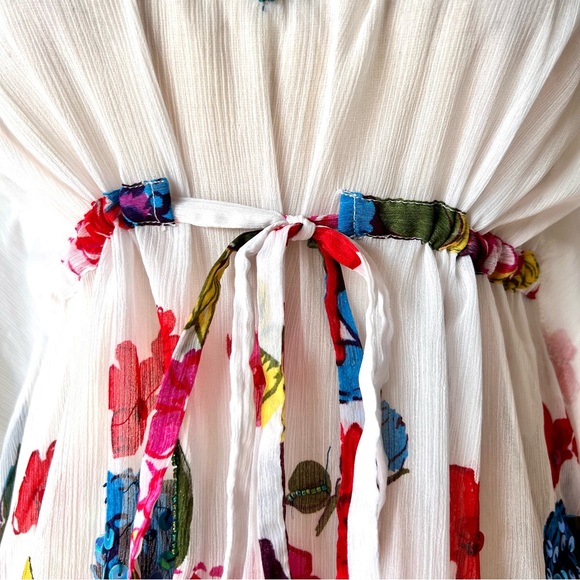 RHONA SUTTON Floral Sequin Embellished Drawstring Swim Cover Up—SZ. S/M - Picture 4 of 15